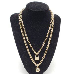 Authentic Louis Vuitton Lock & Key W/ Unbranded Stainless Steel Gold Heart Chain